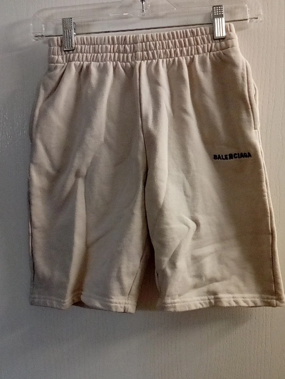 Balenciaga Men's Cream Lounge Athletic Shorts